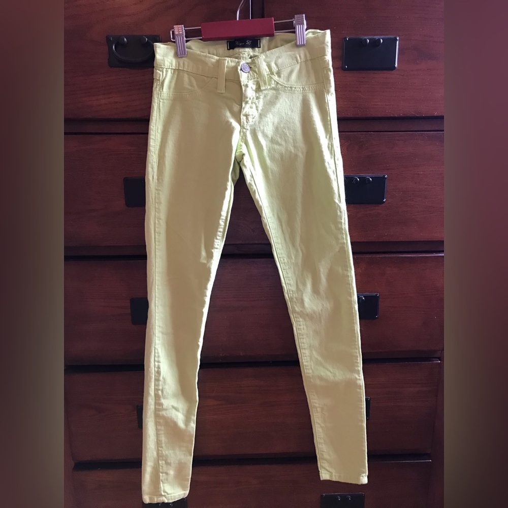 Vintage Klique B Los Angeles Lime Green Denim Skinny Leg Jean Size 0 - Picture 3 of 8